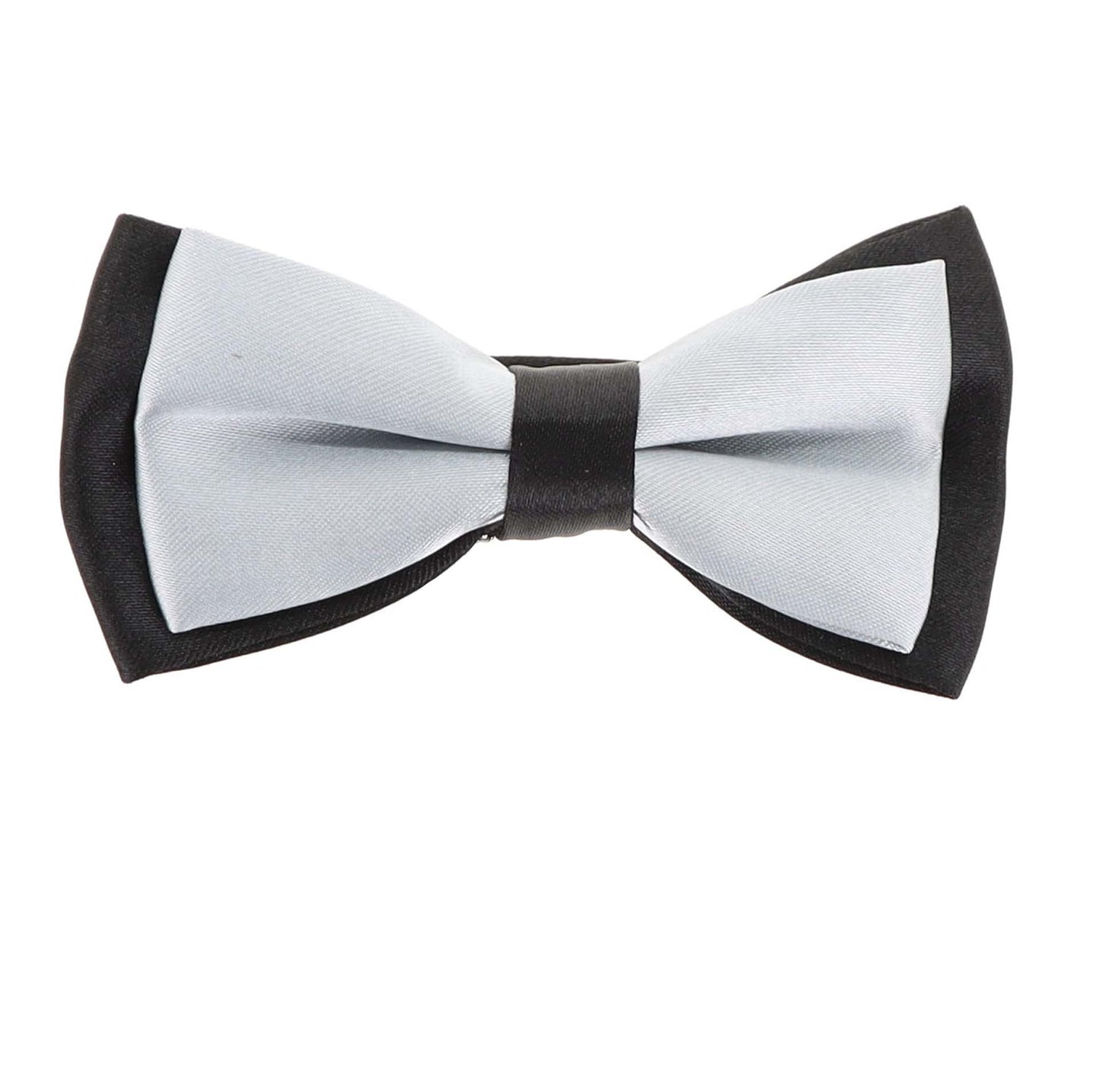 Vittorio Farina Boy's Design Satin Bow Tie - Gray and Black Fold - Boyswear - Vittorio Farina