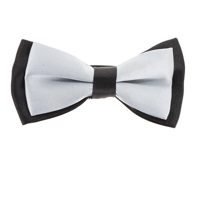 Vittorio Farina Boy's Design Satin Bow Tie - Gray and Black Fold - Boyswear - Vittorio Farina
