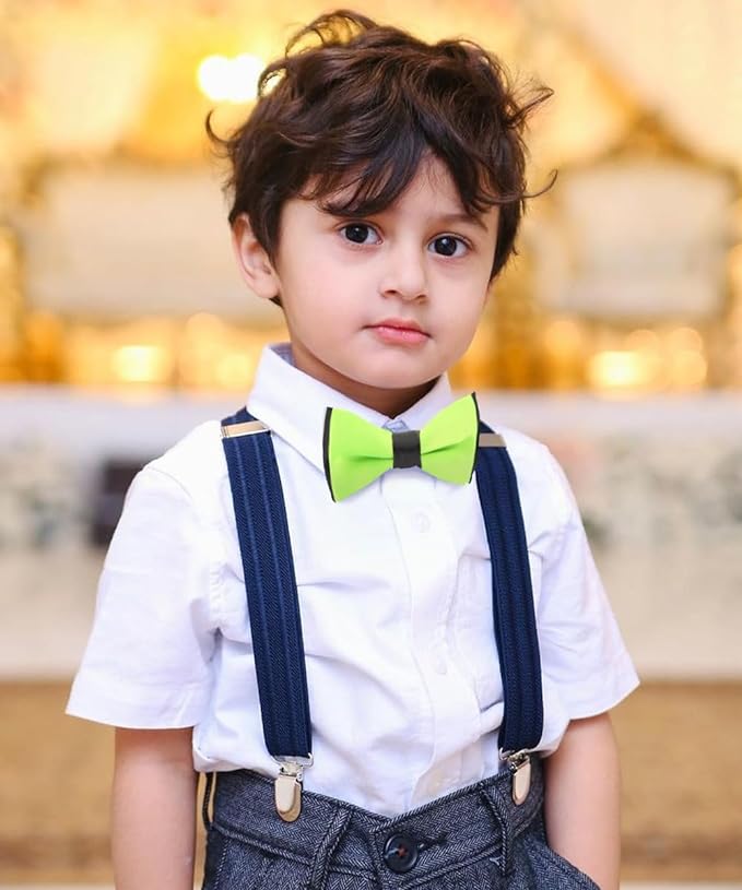 Vittorio Farina Boy's Design Satin Bow Tie - Green and Black Fold - Boyswear - Vittorio Farina