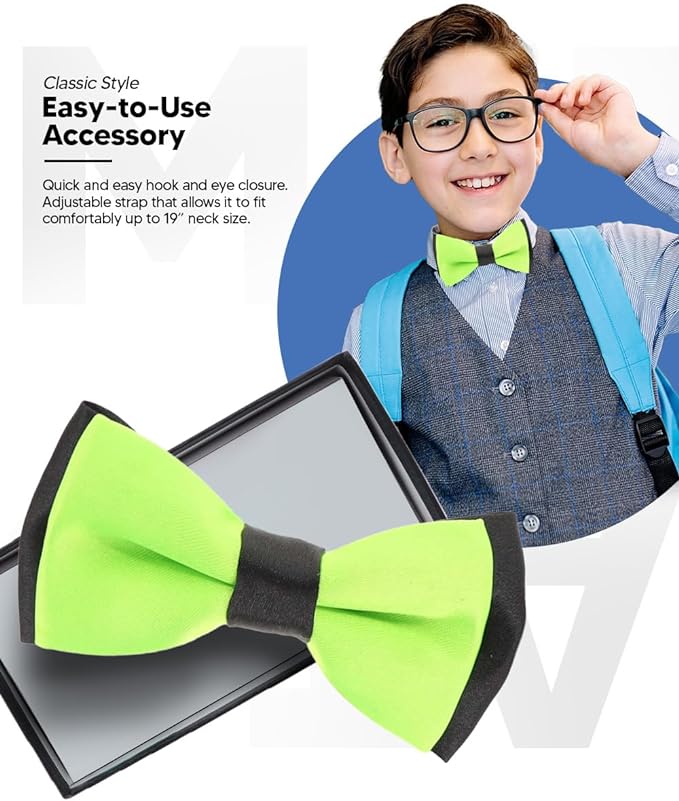 Vittorio Farina Boy's Design Satin Bow Tie - Green and Black Fold - Boyswear - Vittorio Farina