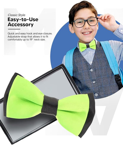 Vittorio Farina Boy's Design Satin Bow Tie - Green and Black Fold - Boyswear - Vittorio Farina