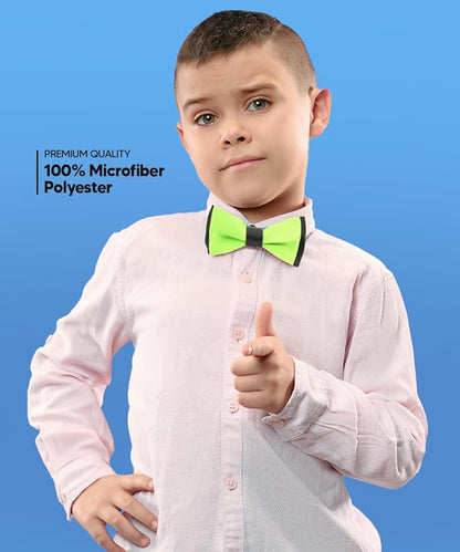 Vittorio Farina Boy's Design Satin Bow Tie - Green and Black Fold - Boyswear - Vittorio Farina