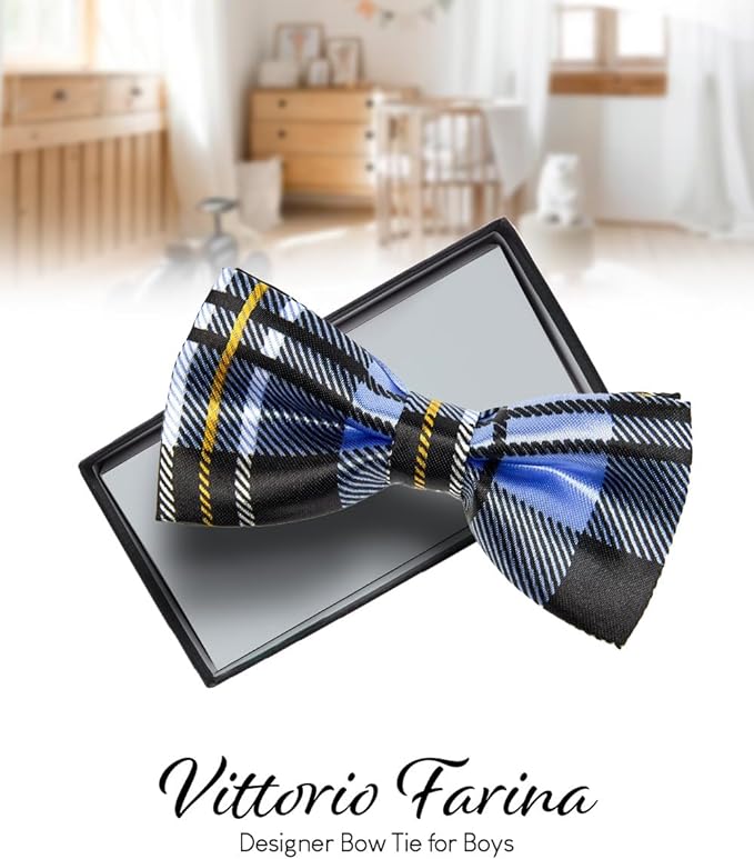 Vittorio Farina Boy's Design Satin Bow Tie - Ivory and White Fold - Boyswear - Vittorio Farina