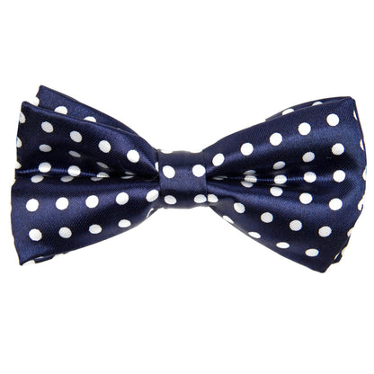 Vittorio Farina Boy's Design Satin Bow Tie - Navy Blue and White Polka Dot - Boyswear - Vittorio Farina