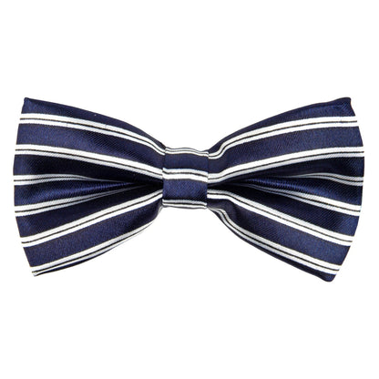 Vittorio Farina Boy's Design Satin Bow Tie - Navy Blue and White Stripes - Boyswear - Vittorio Farina