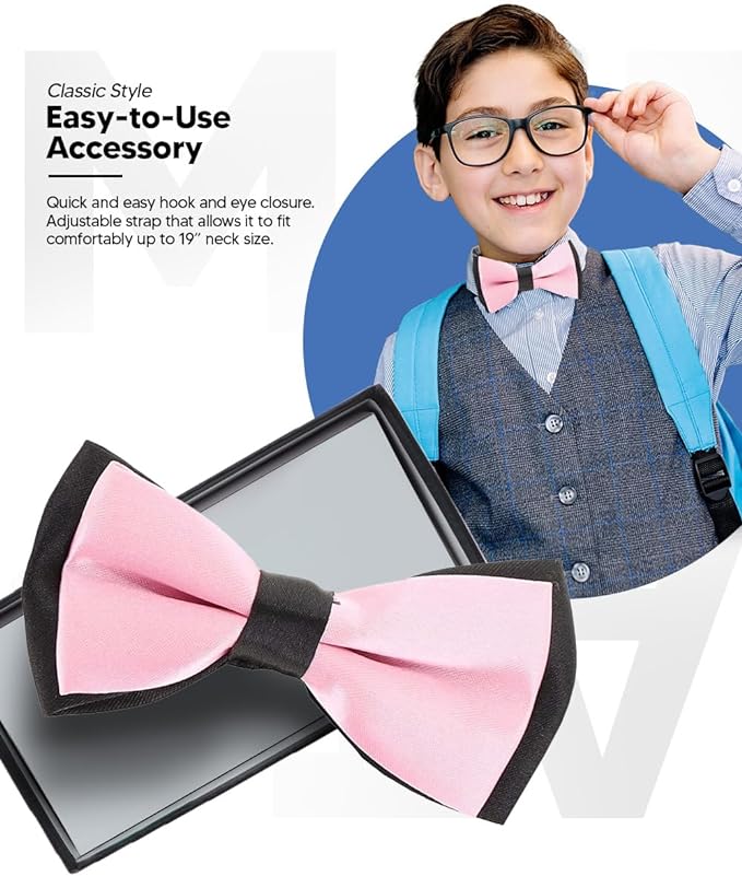 Vittorio Farina Boy's Design Satin Bow Tie - Burgundy and White Stripes - Boyswear - Vittorio Farina