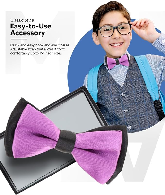 Vittorio Farina Boy's Design Satin Bow Tie - Burgundy and White Stripes - Boyswear - Vittorio Farina