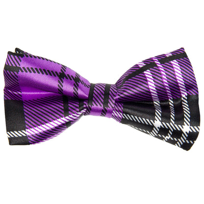 Vittorio Farina Boy's Design Satin Bow Tie - Purple Plaid - Boyswear - Vittorio Farina