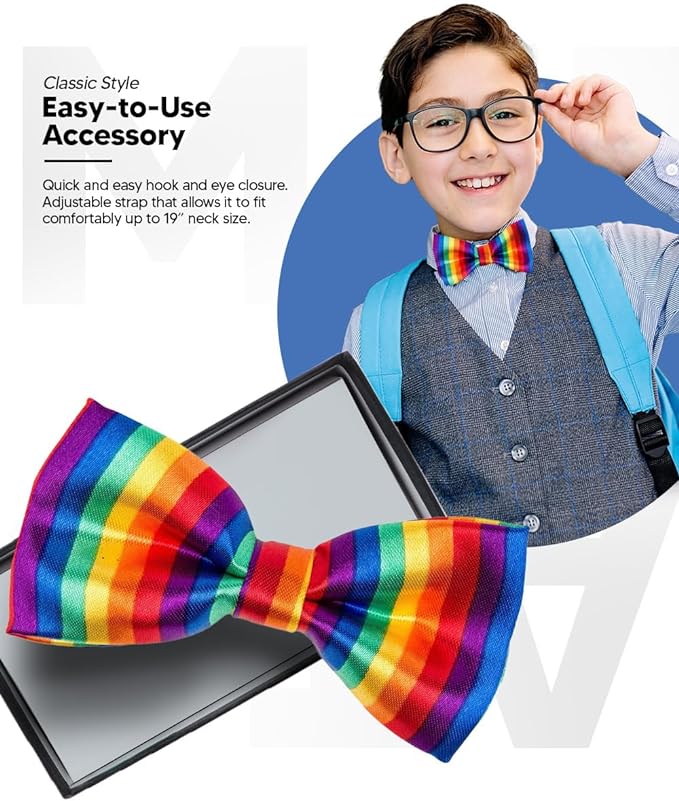 Vittorio Farina Boy's Design Satin Bow Tie - Rainbow - Boyswear - Vittorio Farina