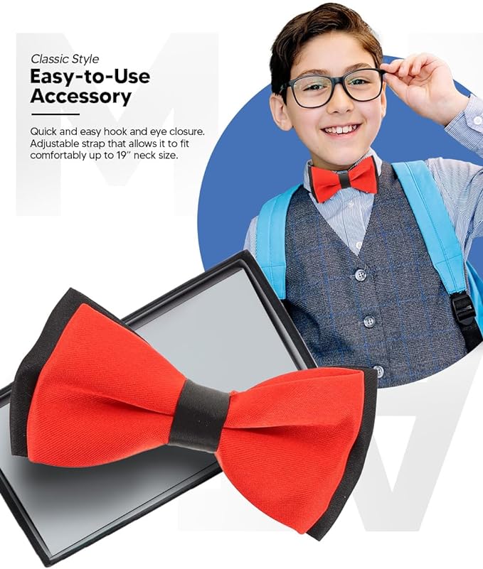 Vittorio Farina Boy's Design Satin Bow Tie - Burgundy and White Stripes - Boyswear - Vittorio Farina