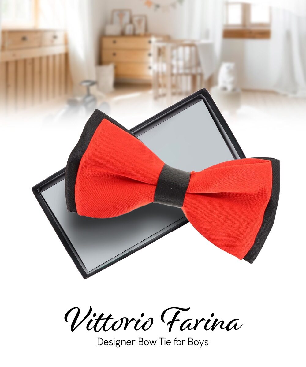 Vittorio Farina Boy's Design Satin Bow Tie - Burgundy and White Stripes - Boyswear - Vittorio Farina