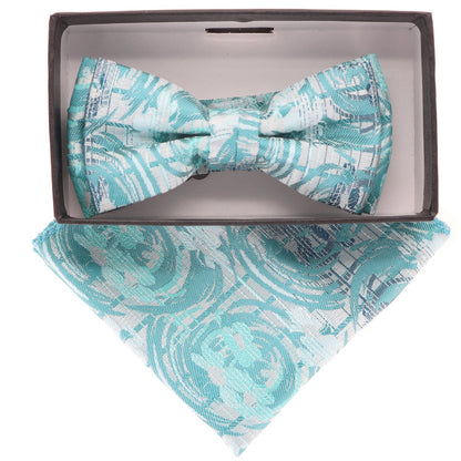 Vittorio Farina Boy's Floral Print Design Bow Tie & Pocket Square in Gift Box - KBH 035 - Bow Tie & Pocket Square - Vittorio Farina