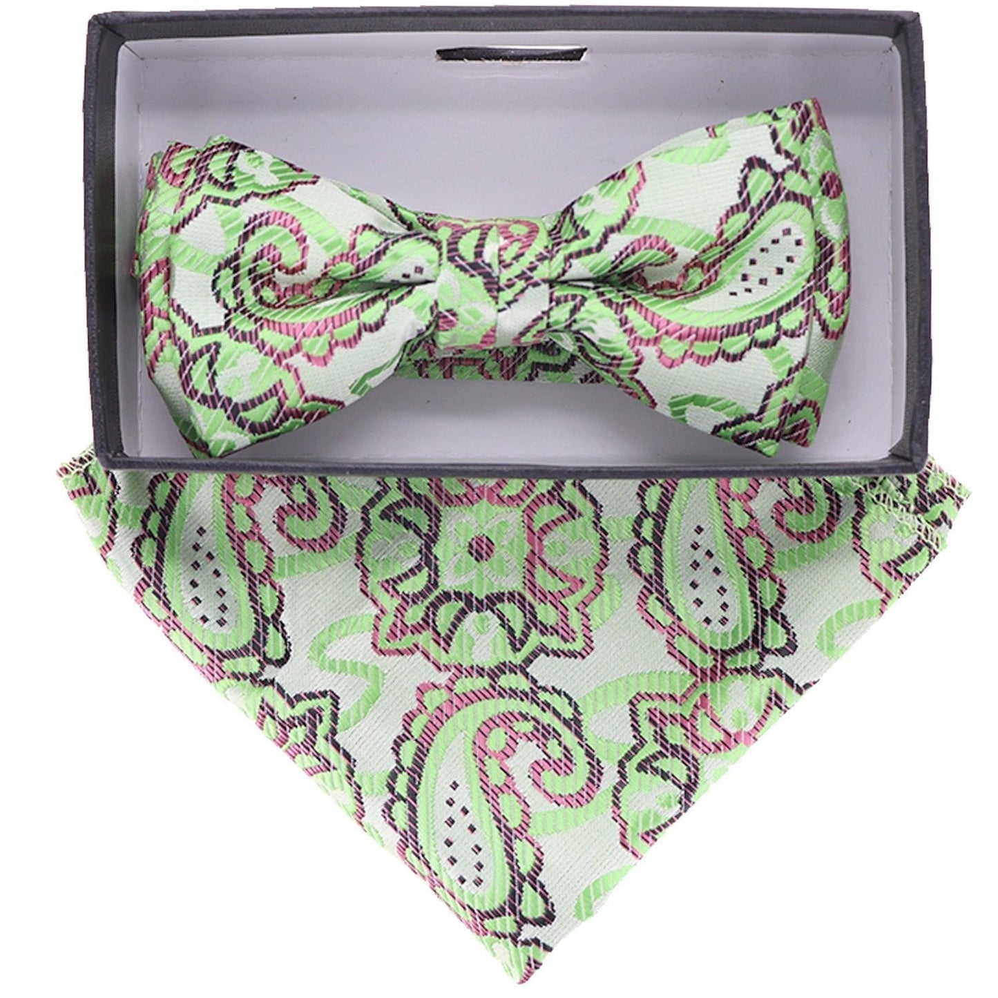 Vittorio Farina Boy's Floral Print Design Bow Tie & Pocket Square in Gift Box - KBH 039 - Bow Tie & Pocket Square - Vittorio Farina