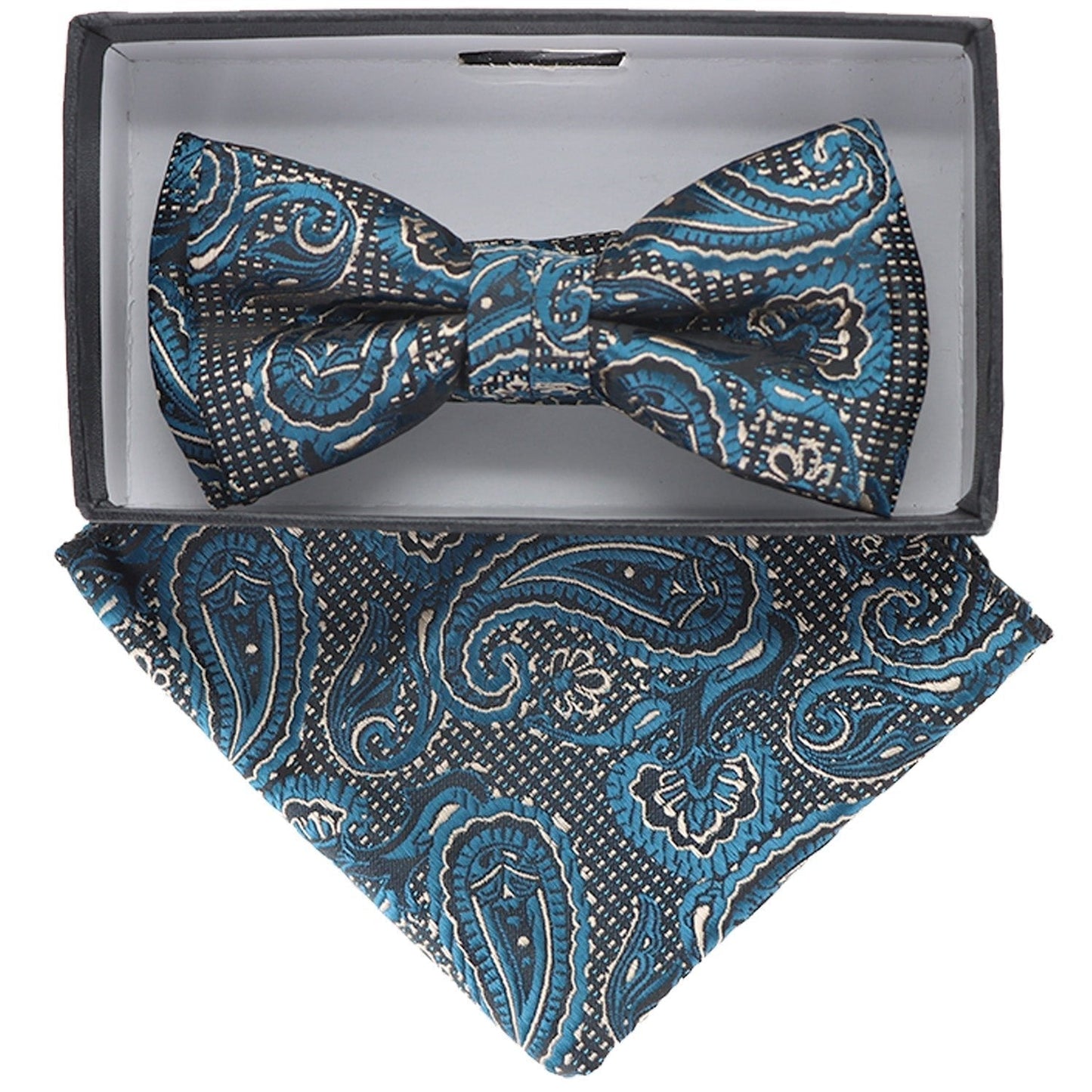 Vittorio Farina Boy's Floral Print Design Bow Tie & Pocket Square in Gift Box - KBH 050 - Bow Tie & Pocket Square - Vittorio Farina