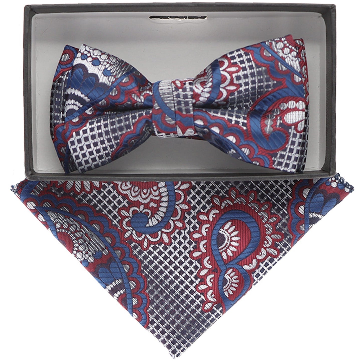 Vittorio Farina Boy's Floral Print Design Bow Tie & Pocket Square in Gift Box - KBH 062 - Bow Tie & Pocket Square - Vittorio Farina