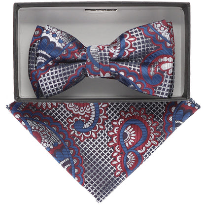 Vittorio Farina Boy's Floral Print Design Bow Tie & Pocket Square in Gift Box - KBH 062 - Bow Tie & Pocket Square - Vittorio Farina