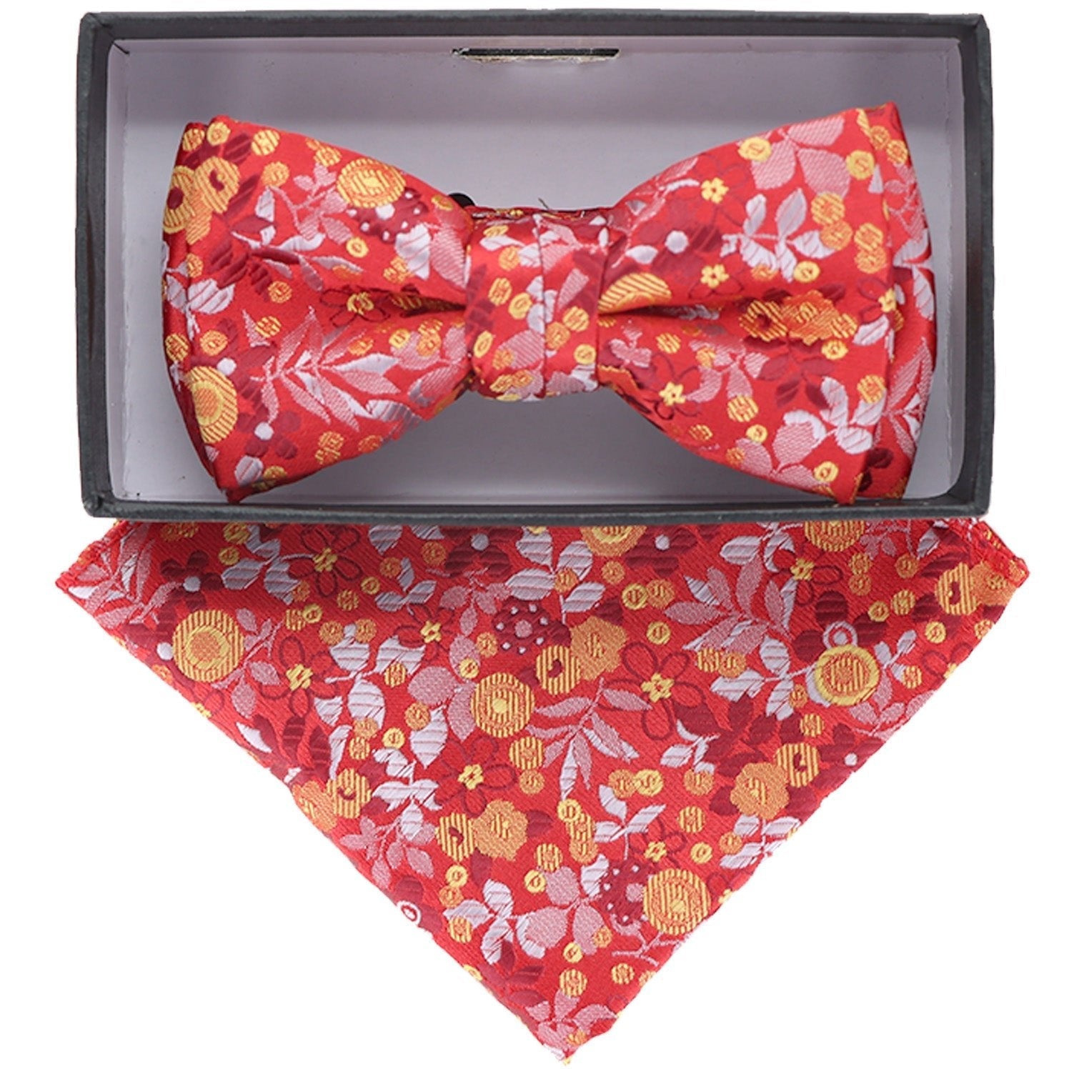 Vittorio Farina Boy's Floral Print Design Bow Tie & Pocket Square in Gift Box - KBH 035 - Bow Tie & Pocket Square - Vittorio Farina
