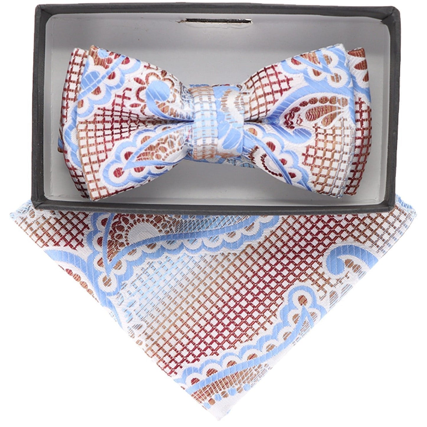 Vittorio Farina Boy's Floral Print Design Bow Tie & Pocket Square in Gift Box - KBH 062 - Bow Tie & Pocket Square - Vittorio Farina