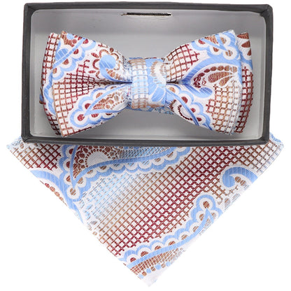 Vittorio Farina Boy's Floral Print Design Bow Tie & Pocket Square in Gift Box - KBH 062 - Bow Tie & Pocket Square - Vittorio Farina