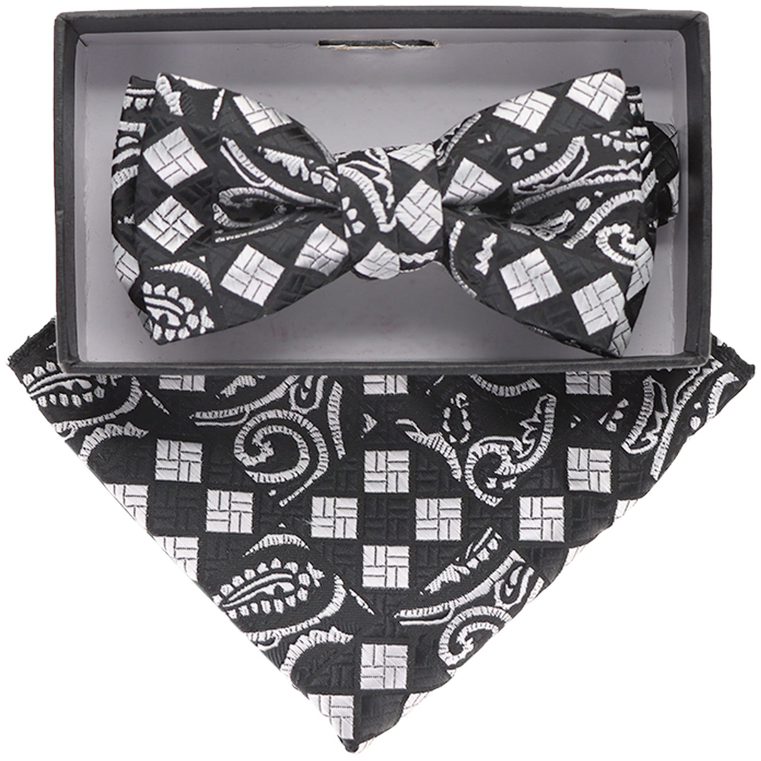 Vittorio Farina Boy's Floral Print Design Bow Tie & Pocket Square in Gift Box - KBH 062 - Bow Tie & Pocket Square - Vittorio Farina