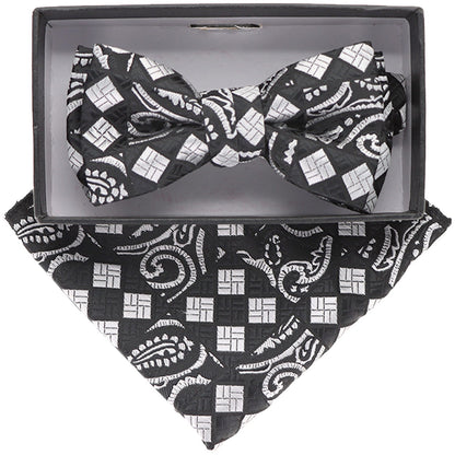 Vittorio Farina Boy's Floral Print Design Bow Tie & Pocket Square in Gift Box - KBH 062 - Bow Tie & Pocket Square - Vittorio Farina