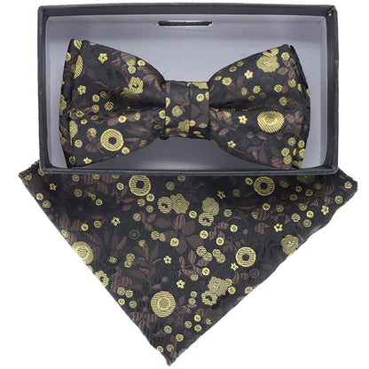 Vittorio Farina Boy's Floral Print Design Bow Tie & Pocket Square in Gift Box - KBH-067 - Bow Tie & Pocket Square - Vittorio Farina