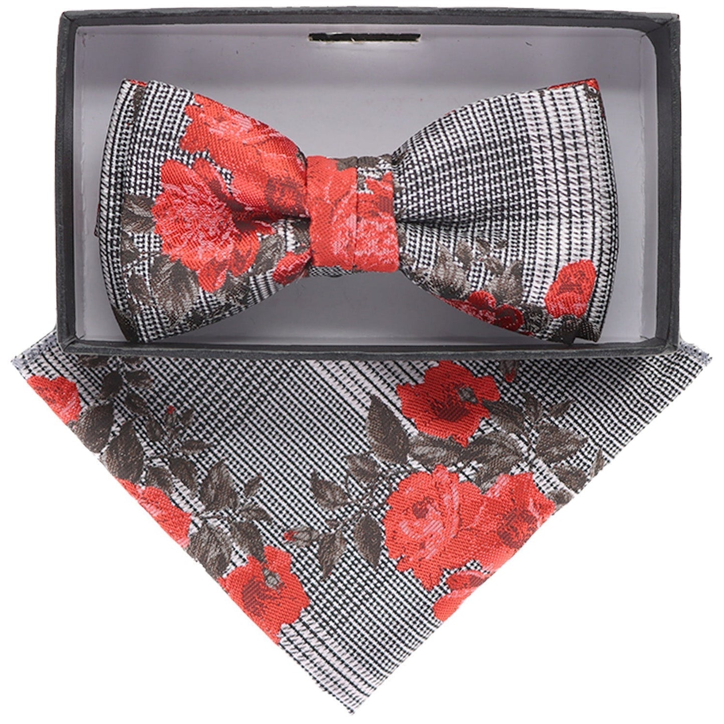 Vittorio Farina Boy's Floral Print Design Bow Tie & Pocket Square in Gift Box - KBH 062 - Bow Tie & Pocket Square - Vittorio Farina