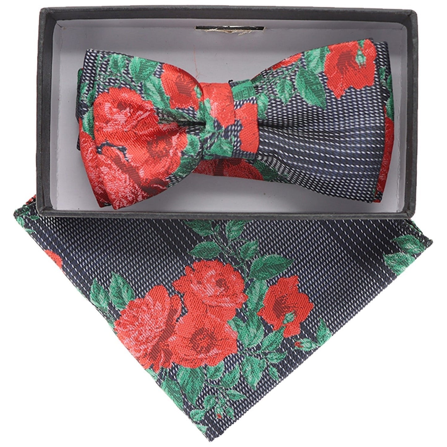 Vittorio Farina Boy's Floral Print Design Bow Tie & Pocket Square in Gift Box - KBH-079 - Bow Tie & Pocket Square - Vittorio Farina