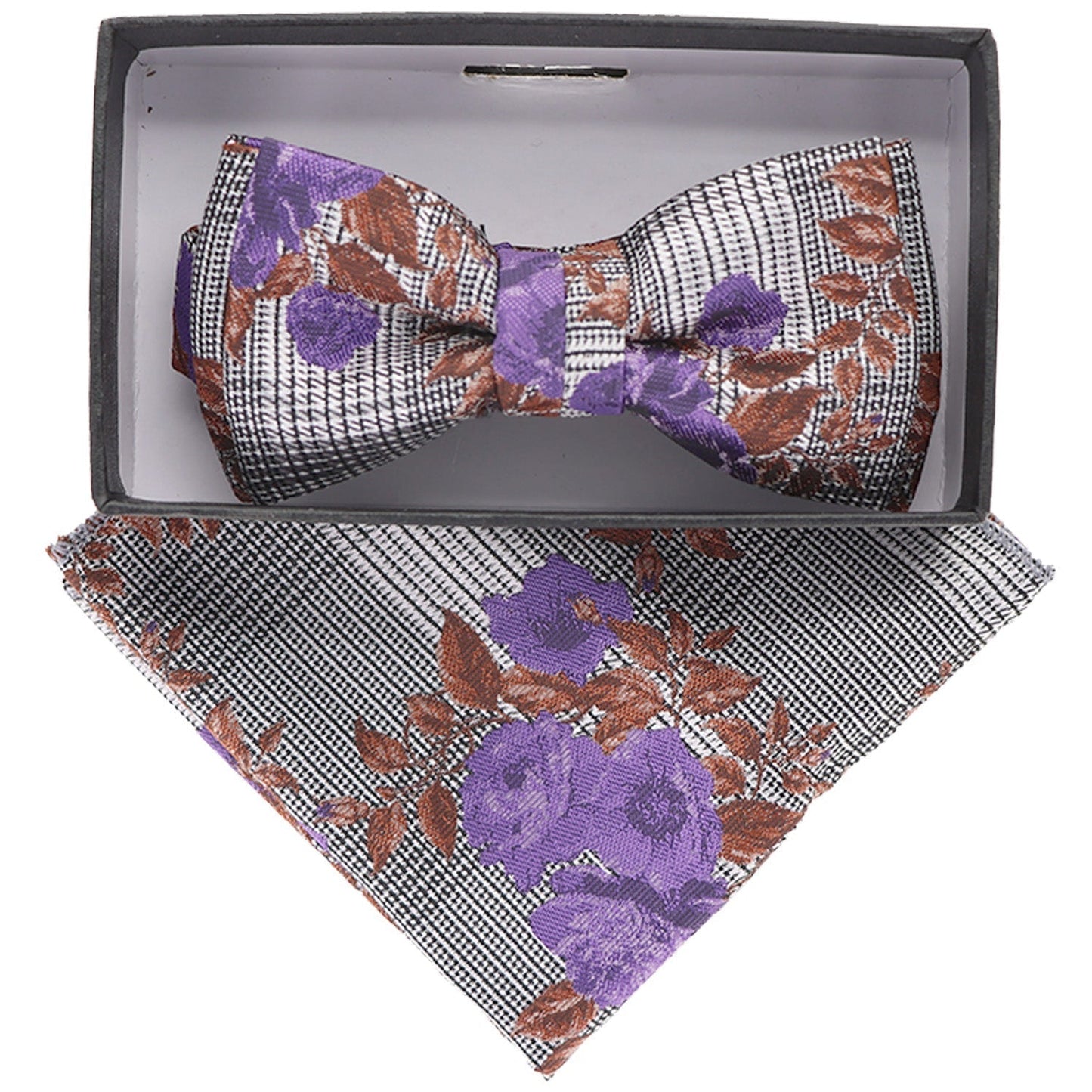 Vittorio Farina Boy's Floral Print Design Bow Tie & Pocket Square in Gift Box - KBH-079 - Bow Tie & Pocket Square - Vittorio Farina