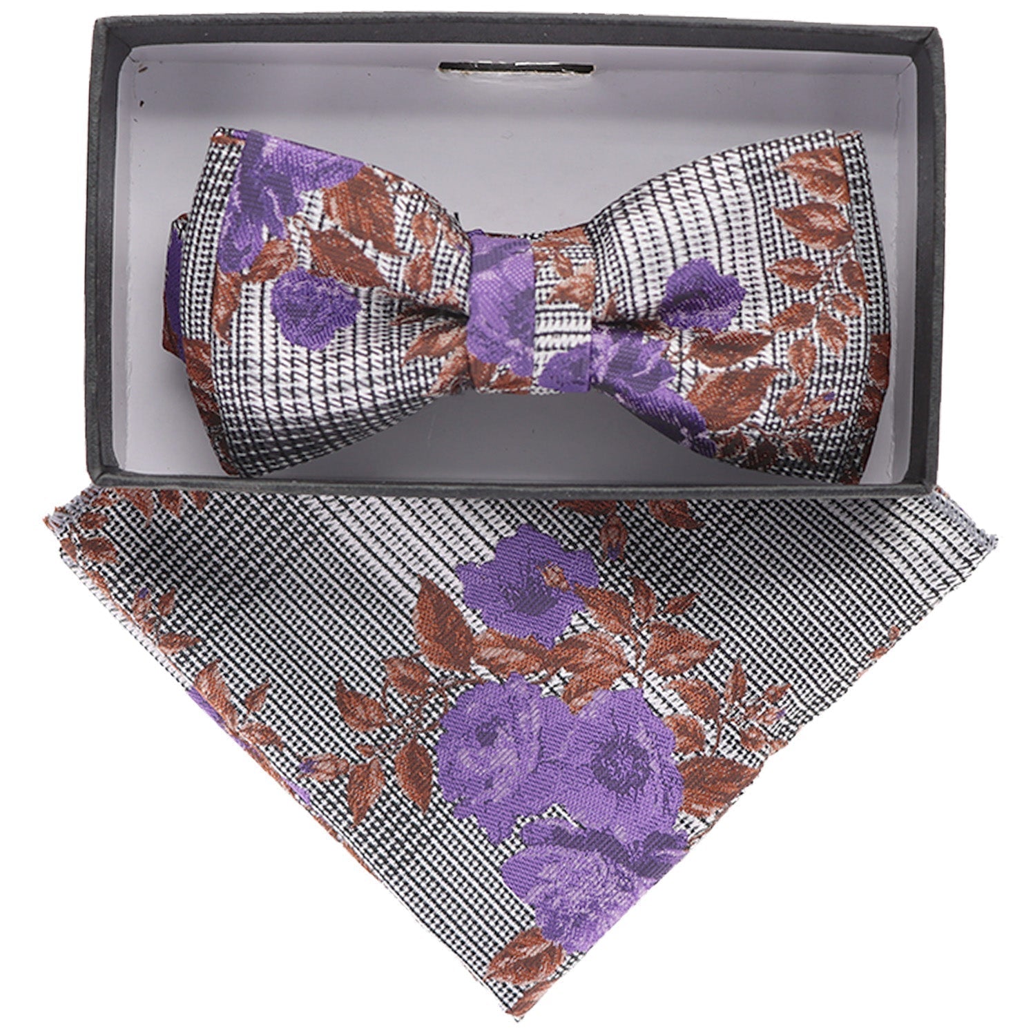 Vittorio Farina Boy's Floral Print Design Bow Tie & Pocket Square in Gift Box - KBH-079 - Bow Tie & Pocket Square - Vittorio Farina