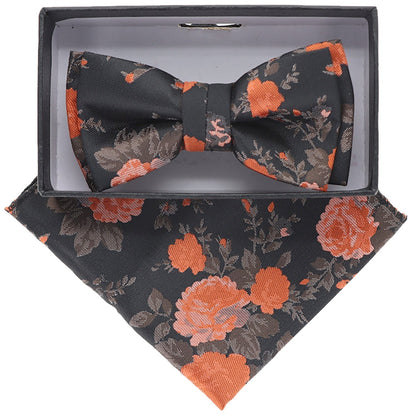 Vittorio Farina Boy's Floral Print Design Bow Tie & Pocket Square in Gift Box - KBH-082 - Bow Tie & Pocket Square - Vittorio Farina