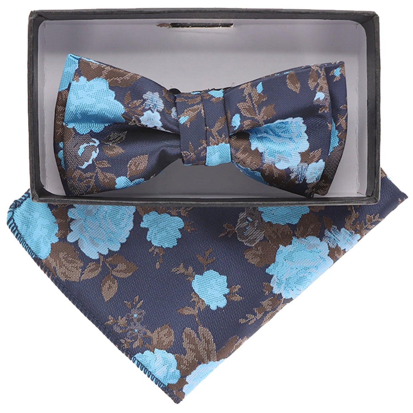 Vittorio Farina Boy's Floral Print Design Bow Tie & Pocket Square in Gift Box - KBH-083 - Bow Tie & Pocket Square - Vittorio Farina
