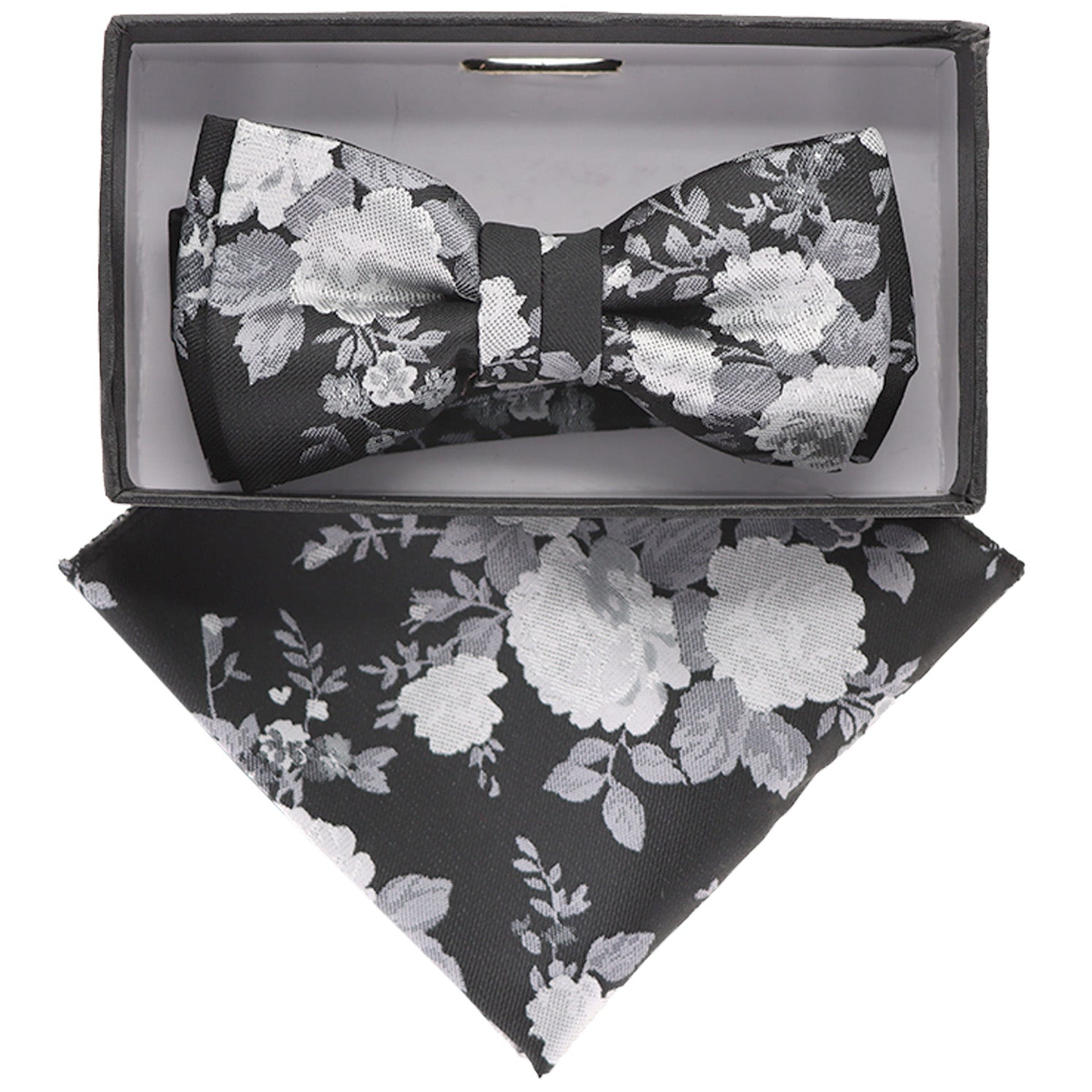Vittorio Farina Boy's Floral Print Design Bow Tie & Pocket Square in Gift Box - KBH-084 - Bow Tie & Pocket Square - Vittorio Farina