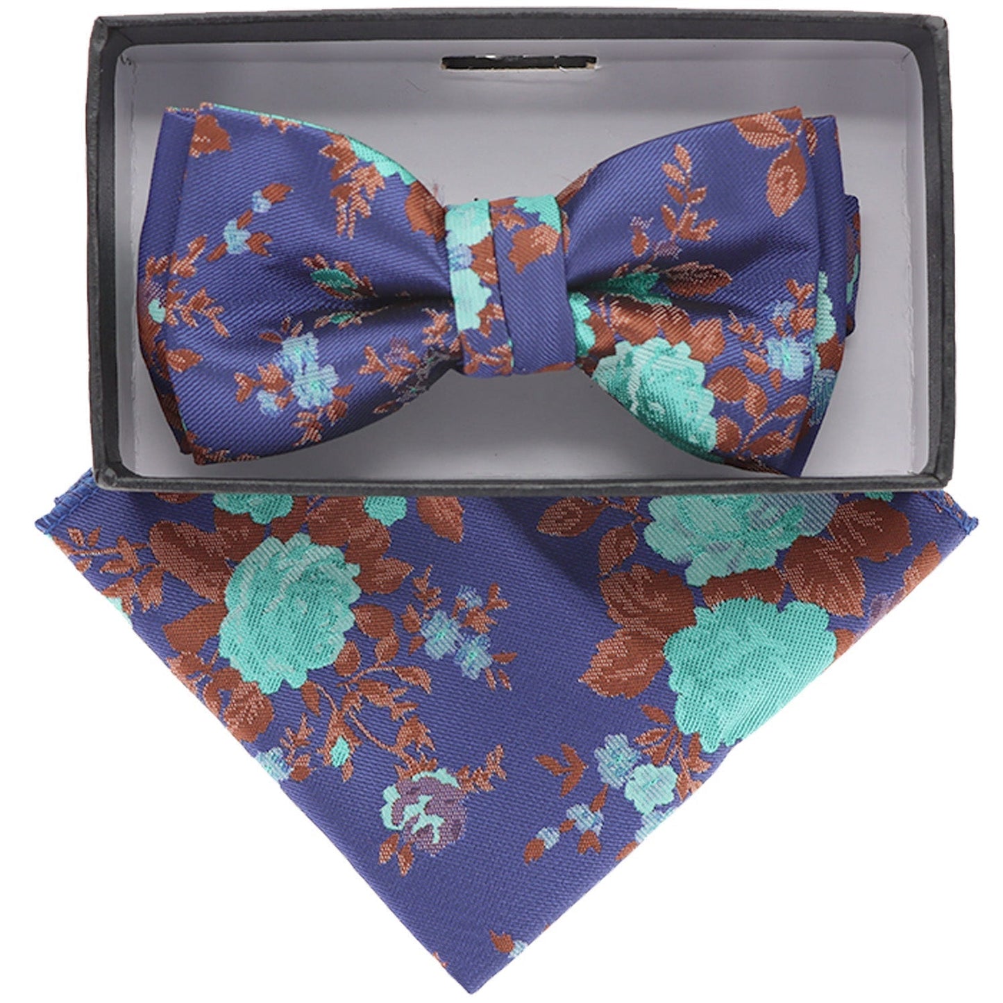 Vittorio Farina Boy's Floral Print Design Bow Tie & Pocket Square in Gift Box - KBH-084 - Bow Tie & Pocket Square - Vittorio Farina