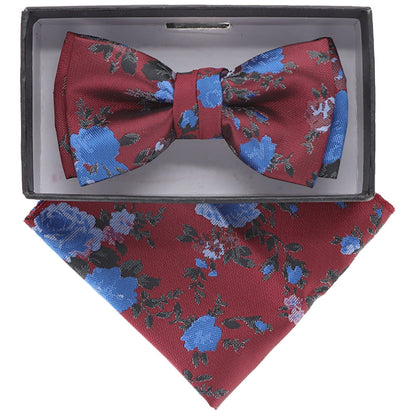Vittorio Farina Boy's Floral Print Design Bow Tie & Pocket Square in Gift Box - KBH-087 - Bow Tie & Pocket Square - Vittorio Farina