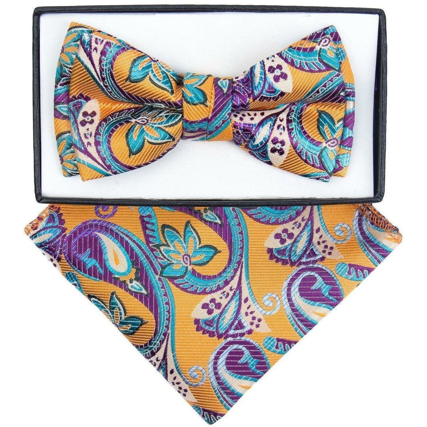 Vittorio Farina Boy's Floral Print Design Bow Tie & Pocket Square in Gift Box - KBH 1003 - Bow Tie & Pocket Square - Vittorio Farina