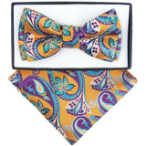Vittorio Farina Boy's Floral Print Design Bow Tie & Pocket Square in Gift Box - KBH 1003 - Bow Tie & Pocket Square - Vittorio Farina