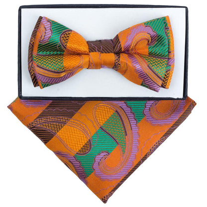Vittorio Farina Boy's Floral Print Design Bow Tie & Pocket Square in Gift Box - KBH 1003 - Bow Tie & Pocket Square - Vittorio Farina