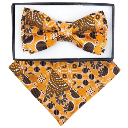 Vittorio Farina Boy's Floral Print Design Bow Tie & Pocket Square in Gift Box - KBH-1012 - Bow Tie & Pocket Square - Vittorio Farina