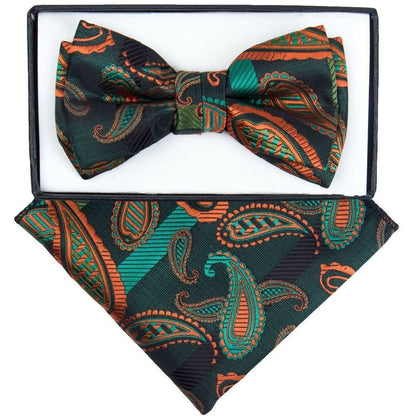 Vittorio Farina Boy's Floral Print Design Bow Tie & Pocket Square in Gift Box - KBH-084 - Bow Tie & Pocket Square - Vittorio Farina
