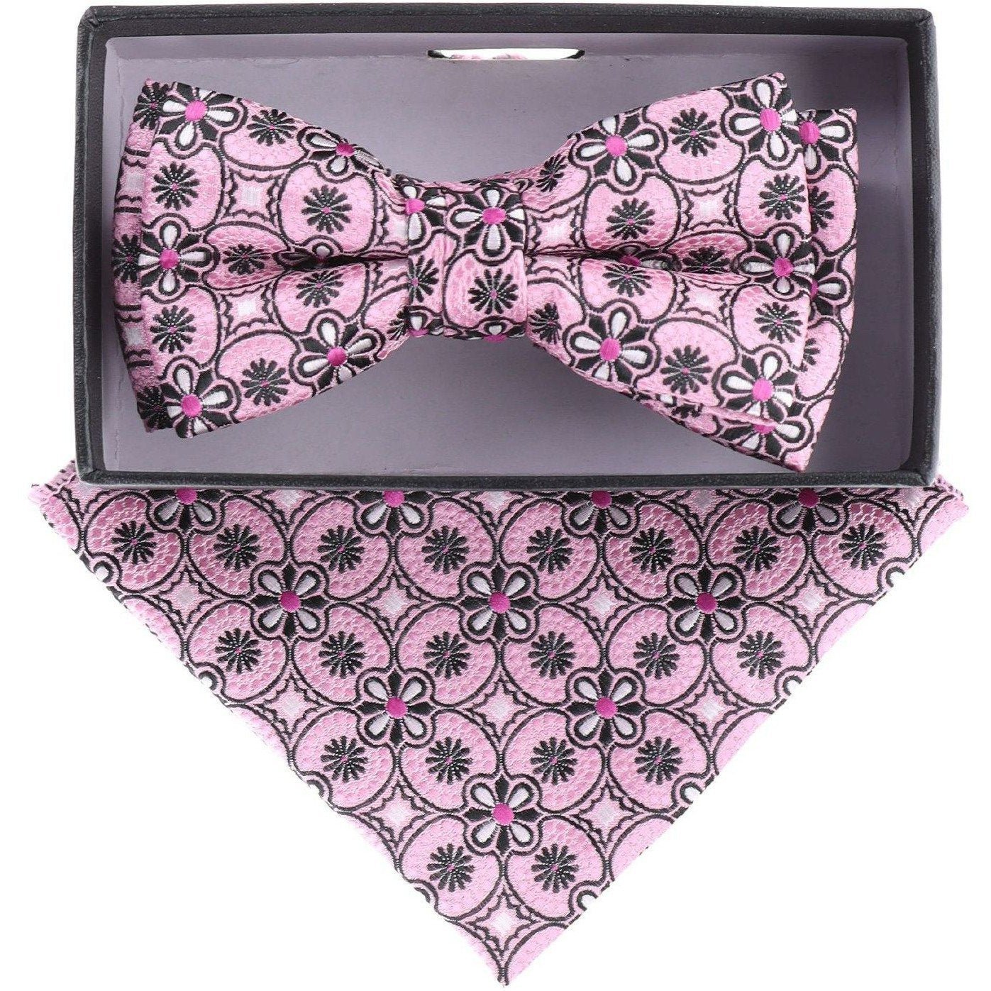 Vittorio Farina Boy's Floral Print Design Bow Tie & Pocket Square in Gift Box - KBH-21002 - Bow Tie & Pocket Square - Vittorio Farina