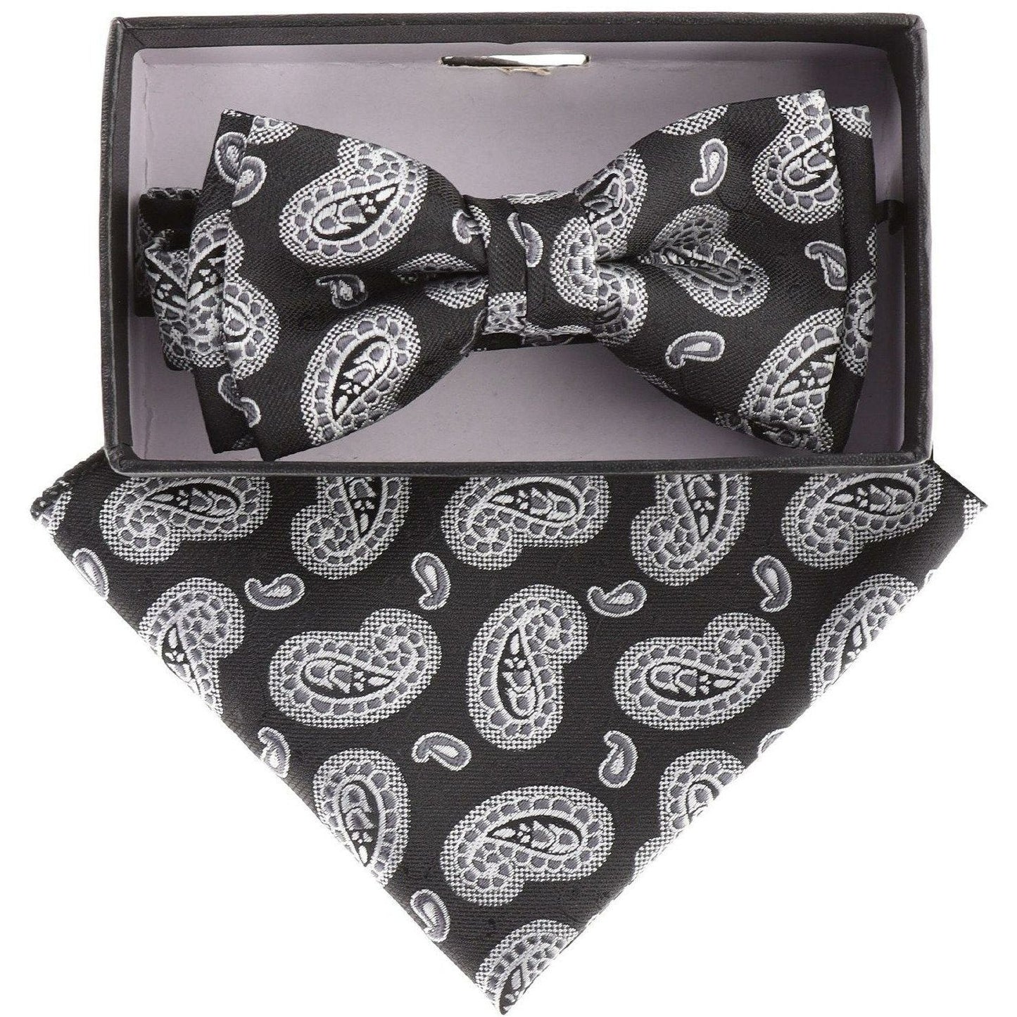 Vittorio Farina Boy's Floral Print Design Bow Tie & Pocket Square in Gift Box - KBH-21003 - Bow Tie & Pocket Square - Vittorio Farina