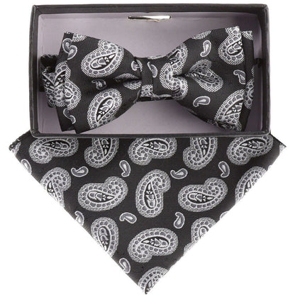 Vittorio Farina Boy's Floral Print Design Bow Tie & Pocket Square in Gift Box - KBH-21003 - Bow Tie & Pocket Square - Vittorio Farina