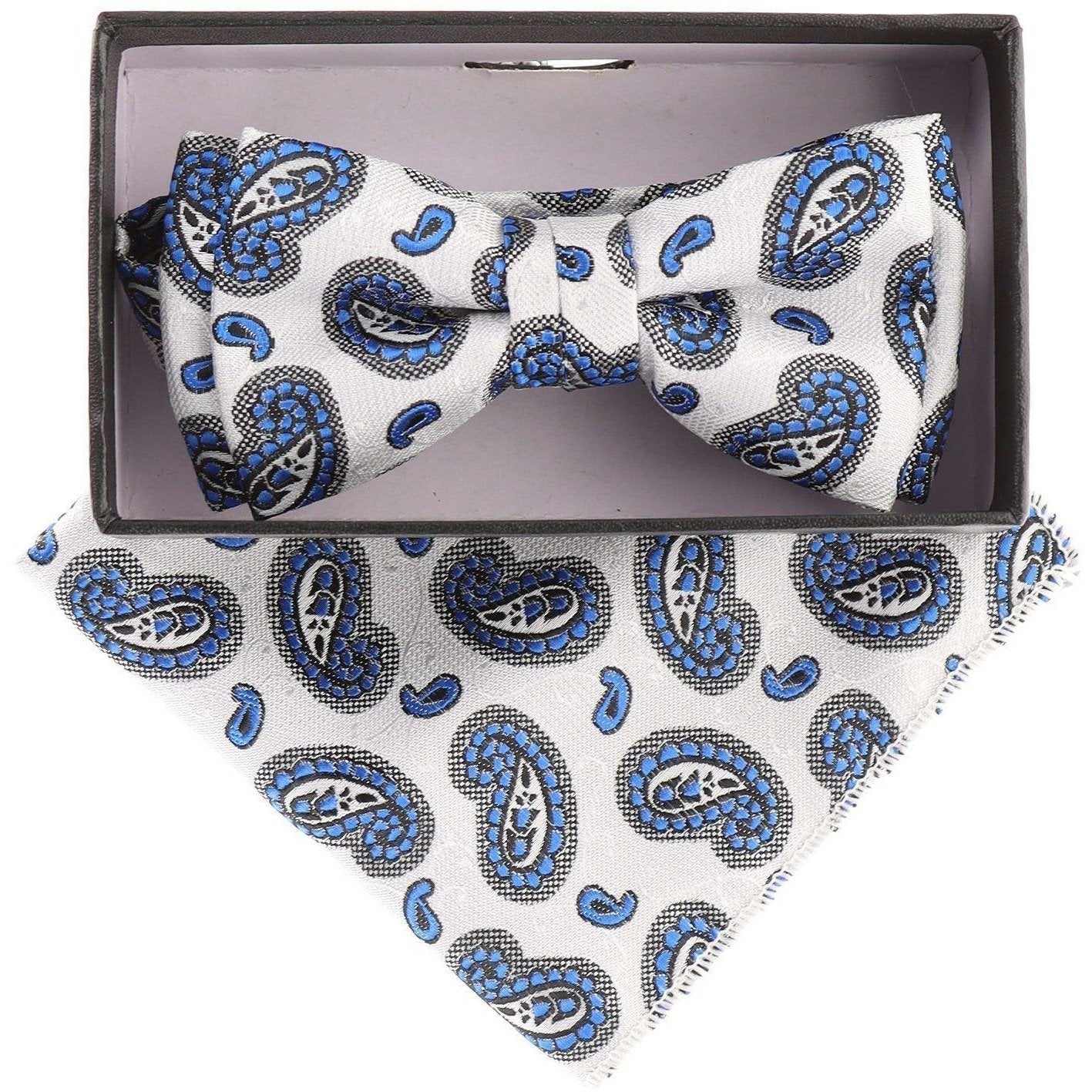Vittorio Farina Boy's Floral Print Design Bow Tie & Pocket Square in Gift Box - KBH-21005 - Bow Tie & Pocket Square - Vittorio Farina