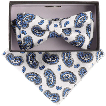 Vittorio Farina Boy's Floral Print Design Bow Tie & Pocket Square in Gift Box - KBH-21005 - Bow Tie & Pocket Square - Vittorio Farina
