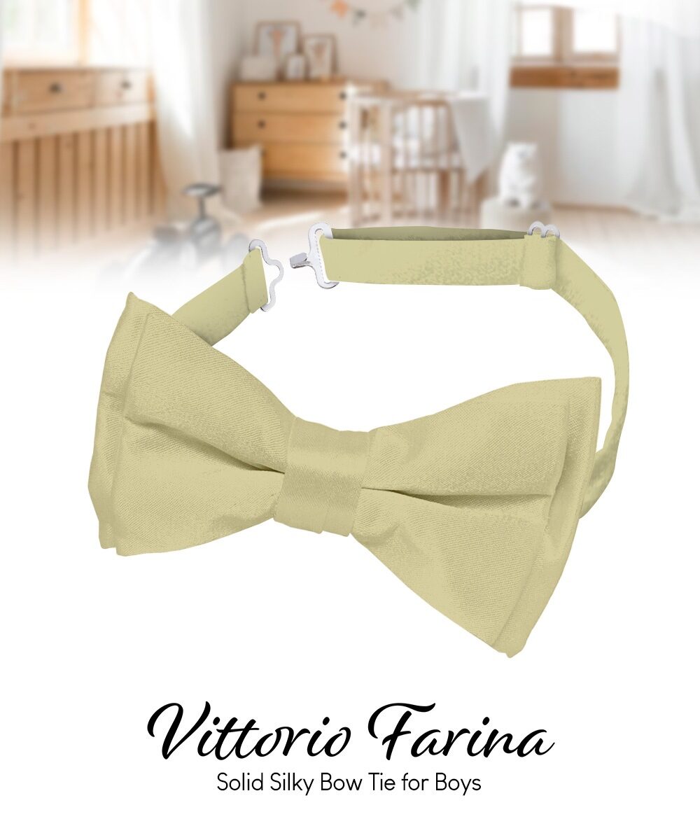 Vittorio Farina Boy's Pretied Solid Silky Satin Bow Tie - Ivory - Boyswear - Vittorio Farina