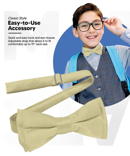 Vittorio Farina Boy's Pretied Solid Silky Satin Bow Tie - Ivory - Boyswear - Vittorio Farina