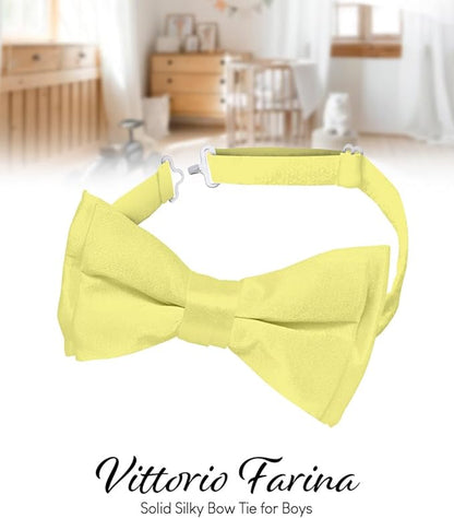 Vittorio Farina Boy's Pretied Solid Silky Satin Bow Tie - Maize - Boyswear - Vittorio Farina