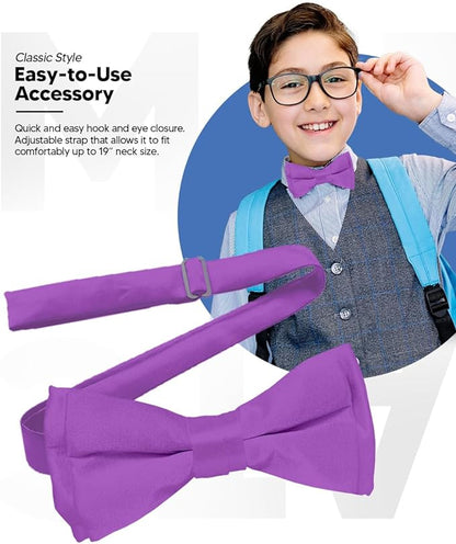 Vittorio Farina Boy's Pretied Solid Silky Satin Bow Tie - Medium Purple - Boyswear - Vittorio Farina