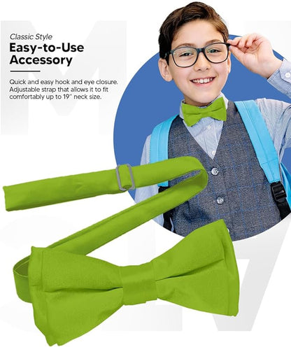 Vittorio Farina Boy's Pretied Solid Silky Satin Bow Tie - Olive Green - Boyswear - Vittorio Farina